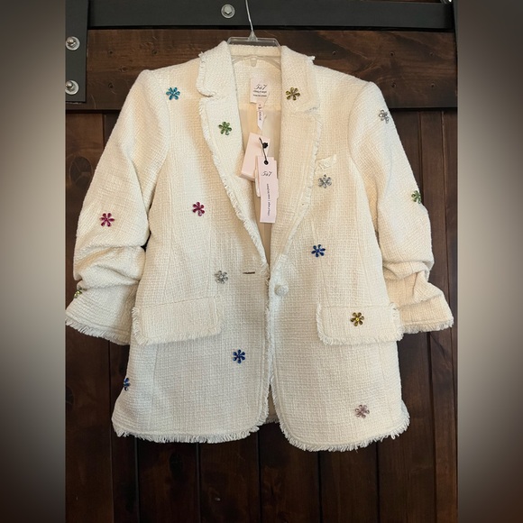 Cinq à Sept Cream Blazer with Multicolor Floral Accents - Picture 1 of 6